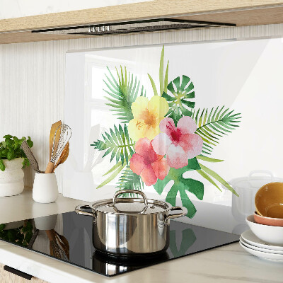 Schneidebrett glas Tropische Blumen und Blätter