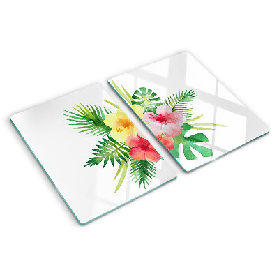 Schneidebrett glas Tropische Blumen und Blätter