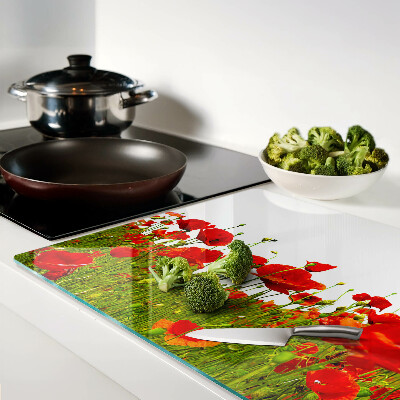 Schneidebrett Mohnblumen auf der Wiese