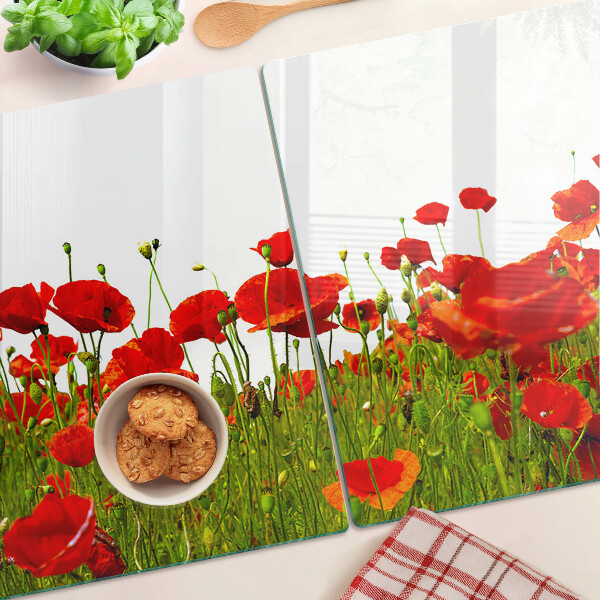Schneidebrett mit Motiv „Mohnblumen auf der Wiese“