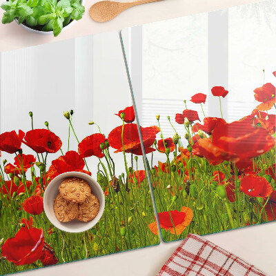 Schneidebrett mit Motiv „Mohnblumen auf der Wiese“