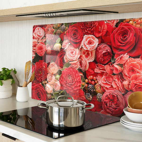 Schneidebrett glas Blumenmuster mit Rosen