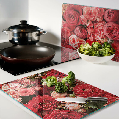 Schneidebrett glas Blumenmuster mit Rosen