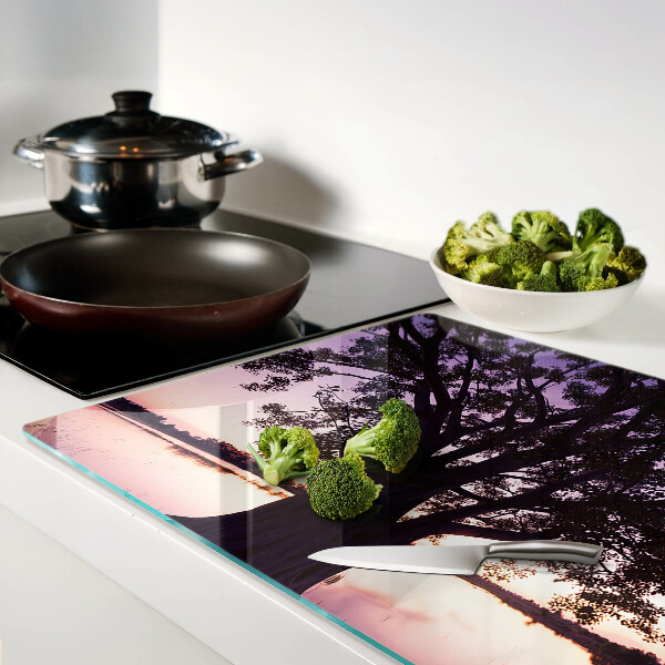 Schneidebrett Baum bei Sonnenuntergang