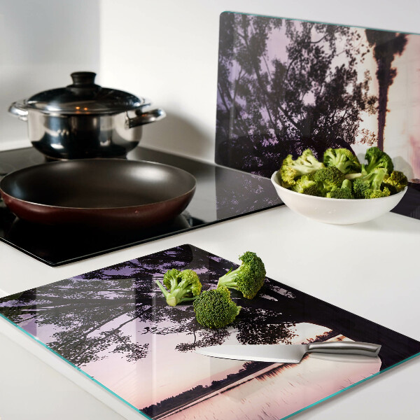 Schneidebrett Baum bei Sonnenuntergang