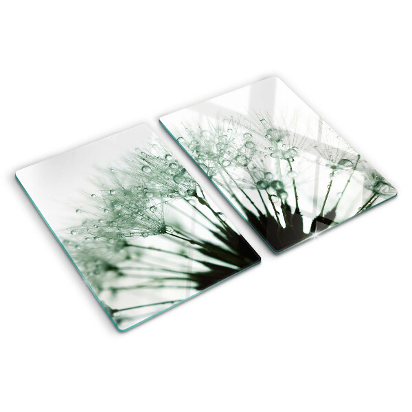 Schneidebrett Löwenzahn mit Wassertropfen