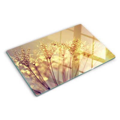 Schneidebrett glas Blumen mit Wassertropfen