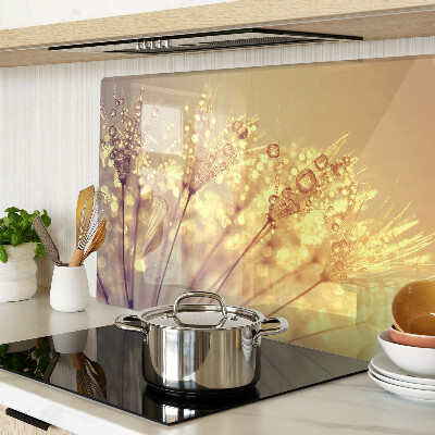 Schneidebrett Glas mit Motiv aus Blumen und Wassertropfen