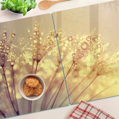 Schneidebrett glas Blumen mit Wassertropfen