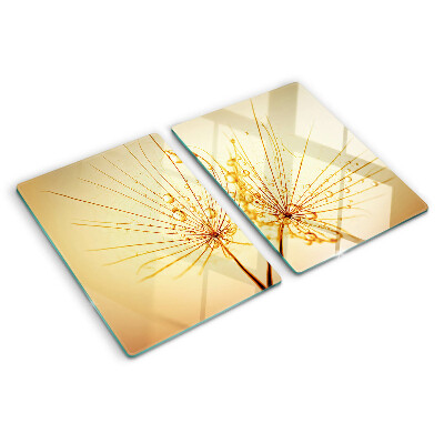 Schneidebrett Glas mit Blumenmotiv und Wassertropfen