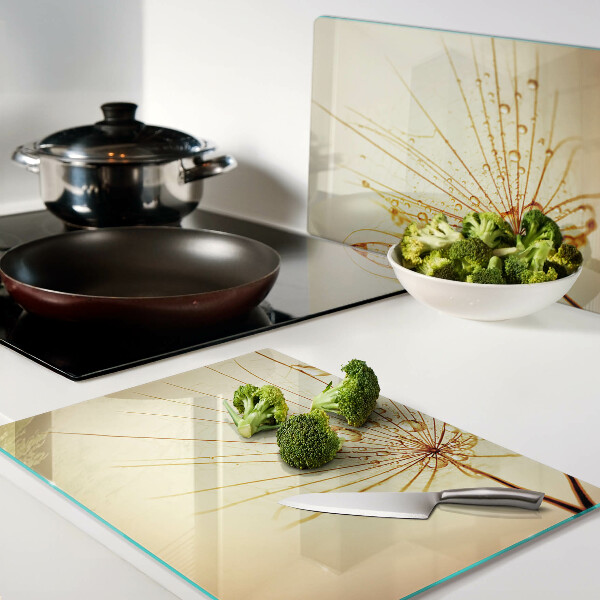 Schneidebrett glas Blumen mit Wassertropfen