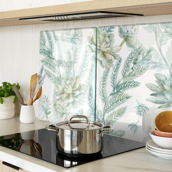 Glas schneidebrett Sukkulente Pflanzen und Blätter