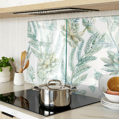 Glas schneidebrett Sukkulente Pflanzen und Blätter