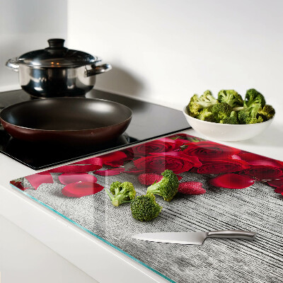 Schneidebrett mit Rosen- und Herzblattmotiv