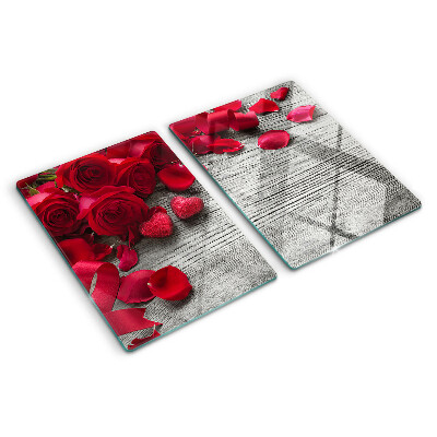 Schneidebrett mit Rosen- und Herzblattmotiv