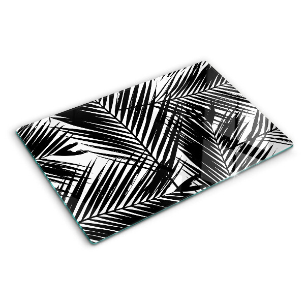 Schneidebrett glas Palmenblätter in Schwarz und Weiß