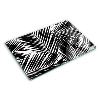 Schneidebrett glas Palmenblätter in Schwarz und Weiß
