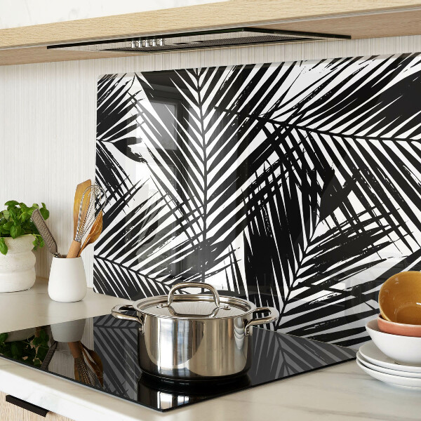 Schneidebrett glas Palmenblätter in Schwarz und Weiß