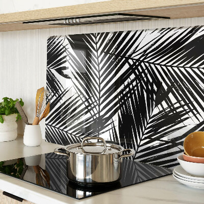 Schneidebrett glas Palmenblätter in Schwarz und Weiß