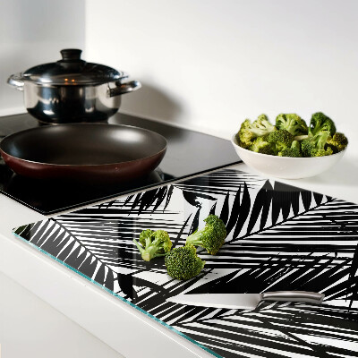 Schneidebrett glas Palmenblätter in Schwarz und Weiß