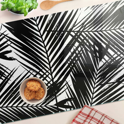 Schneidebrett glas Palmenblätter in Schwarz und Weiß