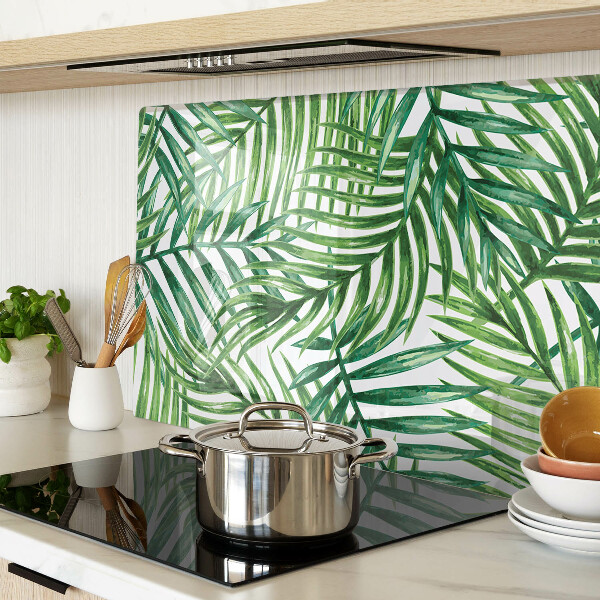 Schneidebrett mit Palmenblattmotiv in Grüntönen