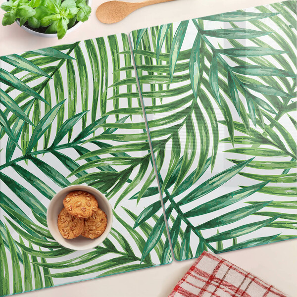 Schneidebrett mit Palmenblattmotiv in Grüntönen