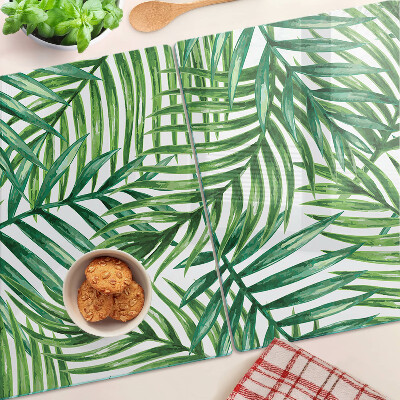 Schneidebrett mit Palmenblattmotiv in Grüntönen