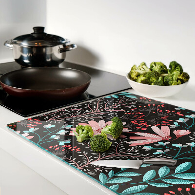 Schneidebrett Blumenmuster auf dunklem Hintergrund