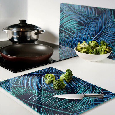 Glas schneidebrett Palmenblätter in Blautönen