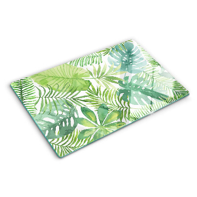 Schneidebrett glas Pflanzenmotiv mit Blättern