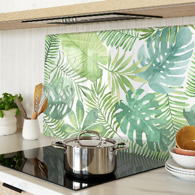 Schneidebrett Glas mit Pflanzenmotiv und Blatt-Design