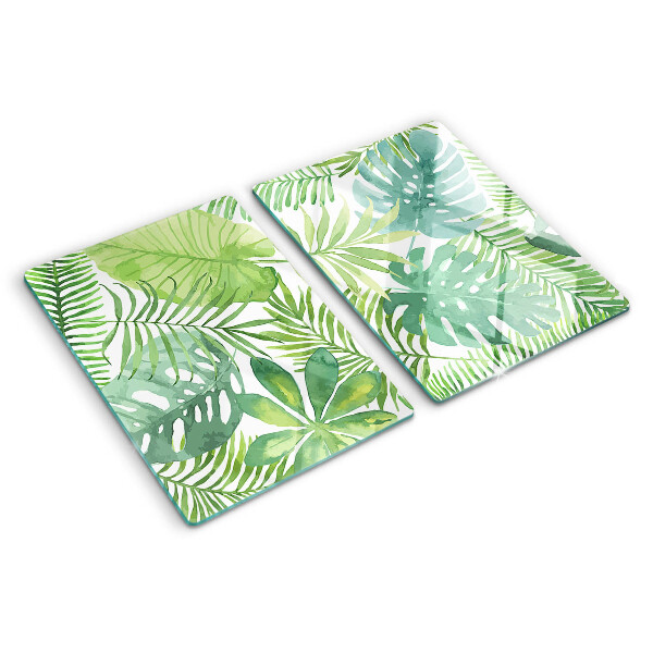 Schneidebrett Glas mit Pflanzenmotiv und Blatt-Design