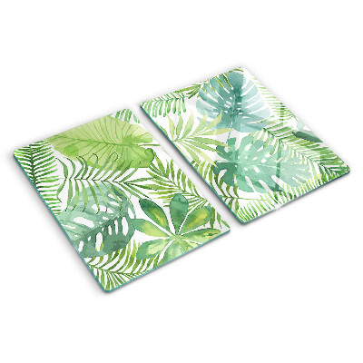 Schneidebrett glas Pflanzenmotiv mit Blättern