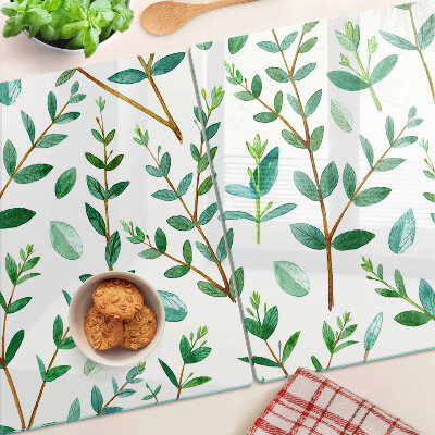 Schneidebrett Blätter und Zweige in Grün