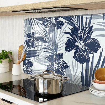 Schneidebrett Glas mit tropischem Blumenmotiv