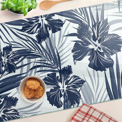 Schneidebrett Glas mit tropischem Blumenmotiv