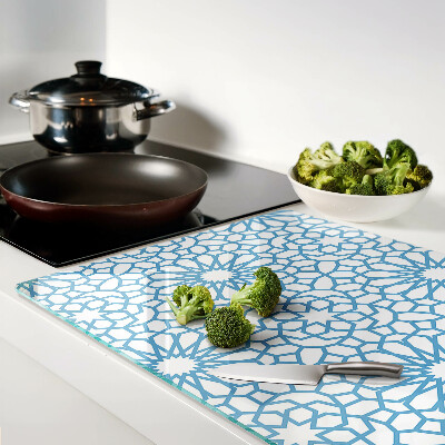 Glas schneidebrett Blumenmotiv in Blautönen