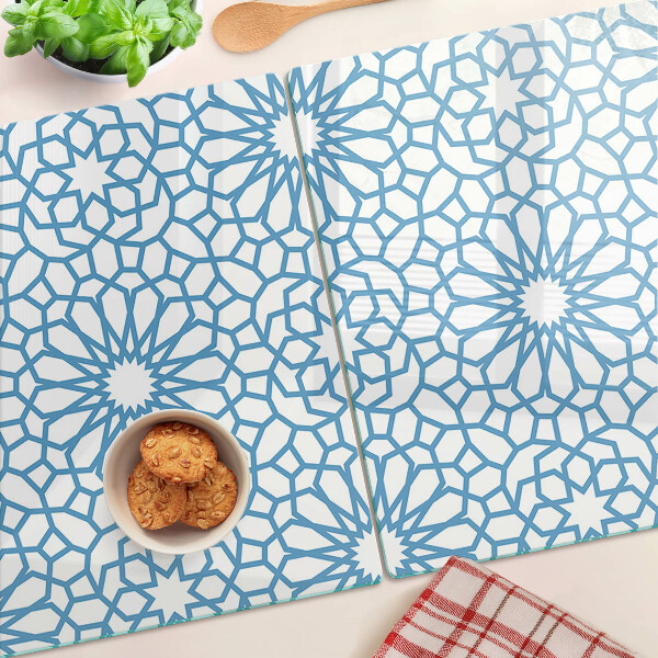 Glas schneidebrett Blumenmotiv in Blautönen