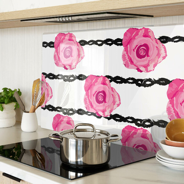 Schneidebrett glas Rosen auf schwarzem Hintergrund