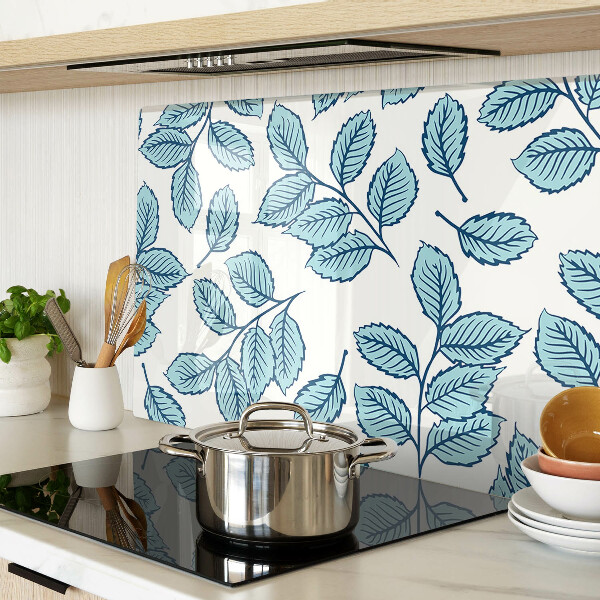 Schneidebrett glas Blätter in Blautönen