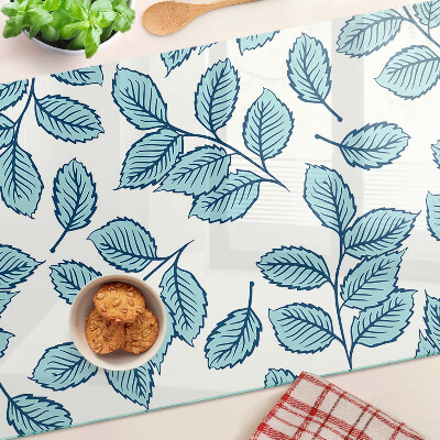 Schneidebrett glas Blätter in Blautönen