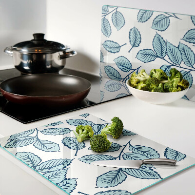 Schneidebrett glas Blätter in Blautönen