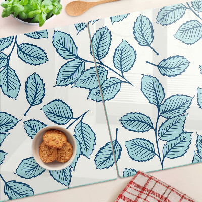 Schneidebrett glas Blätter in Blautönen