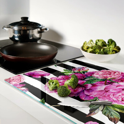 Schneidebrett Pfingstrosen auf Streifen