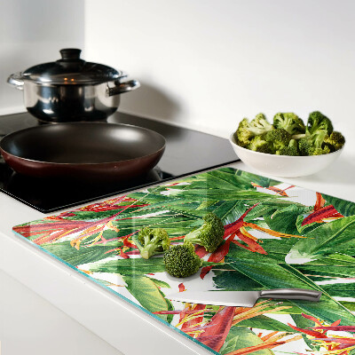 Schneidebrett glas Tropische Blätter und Blüten