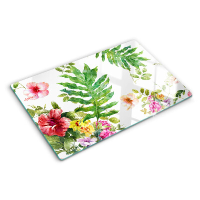 Glas schneidebrett Blumenmuster mit Blättern