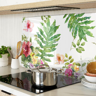 Glas schneidebrett Blumenmuster mit Blättern