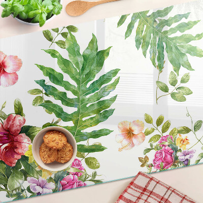 Glas schneidebrett Blumenmuster mit Blättern