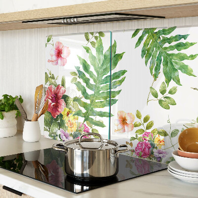 Glas schneidebrett Blumenmuster mit Blättern